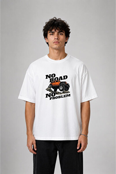 cesita Off Road Printed Cotton White T-Shirt T-Shirt