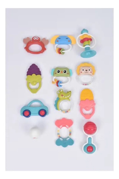 Fun Moment Baby Play Box with Various Shapes of Silicone Tips Rattles and Tee...