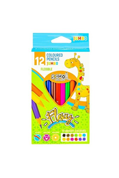 PlayFun SC600 - Χρωματιστά Μολύβια Ξυλομπογιές, Εύκαμπτα, JUMBO, 12 Χρώματα/σ...
