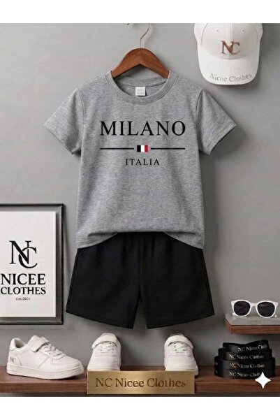 Leto Lykia Summer Children's T-Shirt Shorts Unisex (Black Milan Striped Italy...