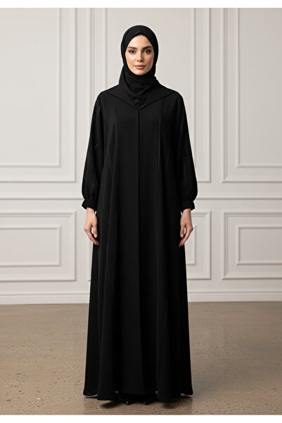 Nukhbaa Hooded Panel Abaya | Nida Fabric