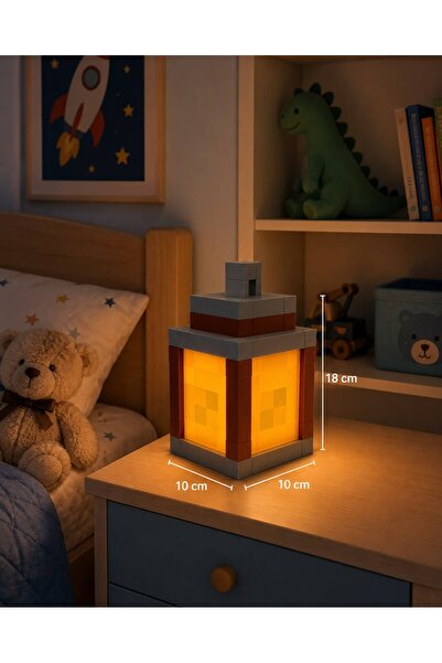 Yirmiuc Studio Minecraft Piksel Fener LED Mumluk – Tealight Mum Uyumlu – 18x1...