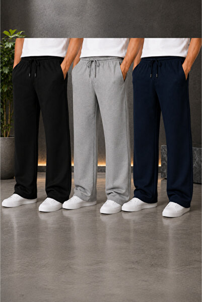 BRACCİX Men's 3-Piece Casual Tracksuit Set Black Gray Navy Blue Comfortable C...