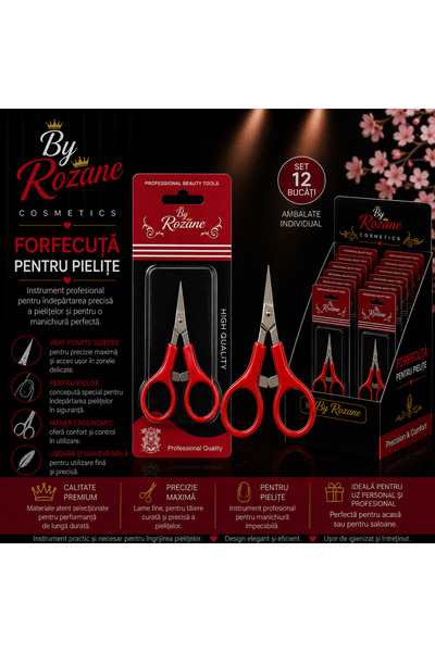 By Rozane Forfecuță profesională pentru cuticule – Mâner roșu