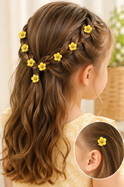 Generic Brand Tiny Daisy Hair Earrings Hair Clips 8 Pieces