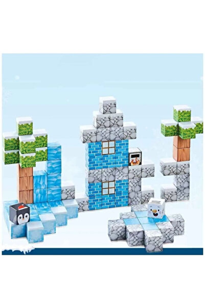 OEM Set Blocuri Magnetice Minecraft "Tema Iarna" - 66 / 93 / 113 piese (Joc S...