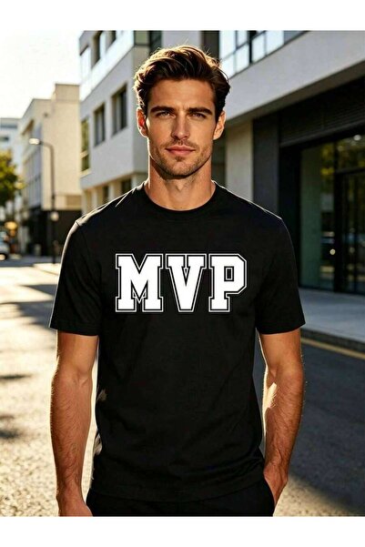 21JNRY Men's MVP Bold Graphic Black-Shirt Casual Street Style Sports Fans Dai...