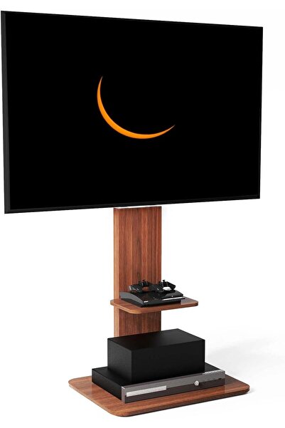 WISFOR حامل تلفزيون خشبي: حامل تلفزيون مع رفوفين لشاشات OLED وQLED وLED من 32...