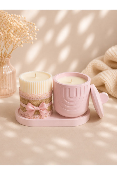 OEM Romantic Blush Gift Set – Scented Candle in Container & Decorative Candle...