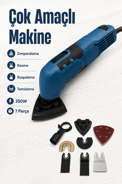 Badem10 PR1001X MULTI Çok Amaçlı Makine 350 Watt Raspalama Kesim Temizleme Zı...