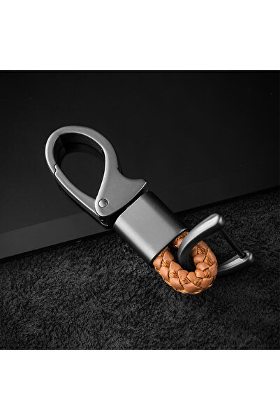 Choice1 Brown Creative Braided Rope Metal Keychain Durable Key Ring Pendant f...