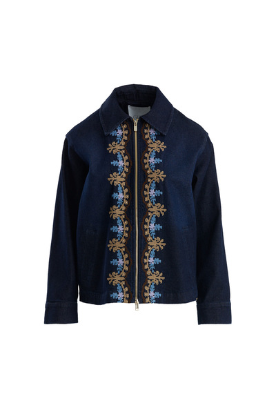 GİZİA Etamin Nakışlı İşlemeli Denim Ceket