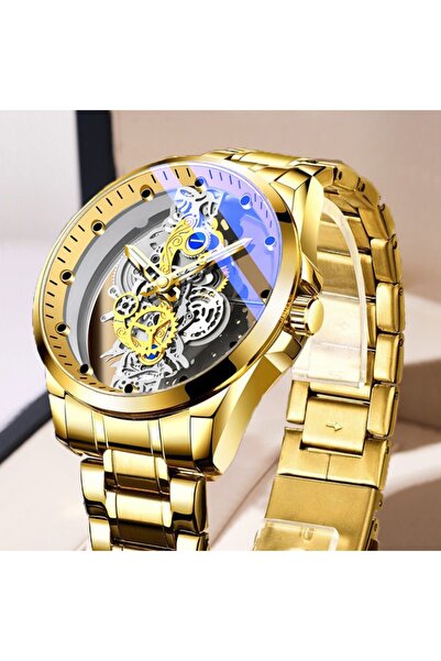 choice2 golden Men's watch double-sided transparent hollow quartz watch