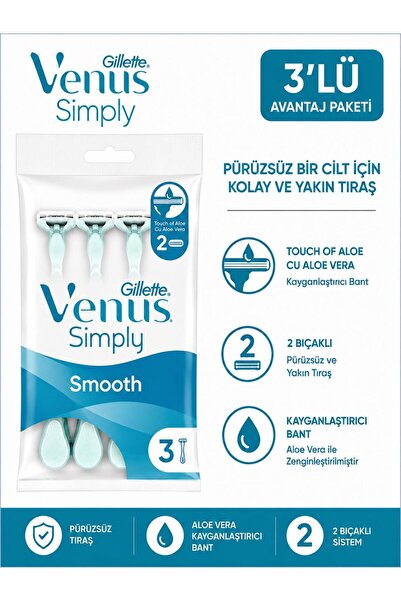 Gillette Venus Simply 2 Basic Kullan At Kadın Tıraş Bıçağı 4 'lü 3 Paket