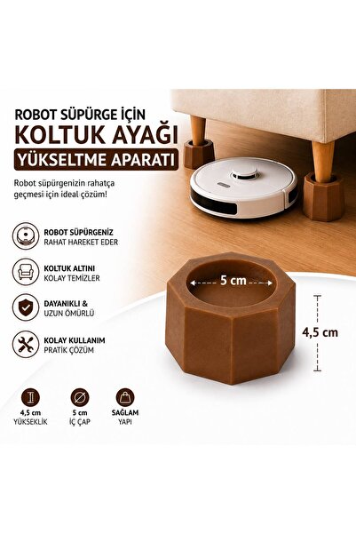 Razmo Robot Süpürge İçin Koltuk Ayağı Yükseltme Aparatı 4,5 cm Yükseltir, 5 c...