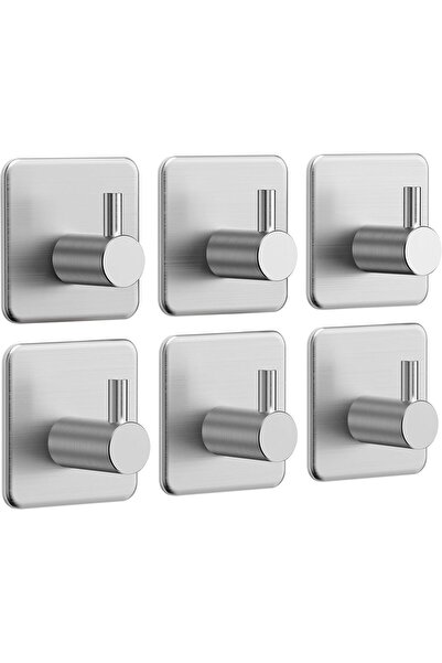 Generic Brand Set de 6 cârlige autoadezive impermeabile din oțel inoxidabil p...
