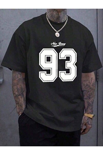 9JY Manfinity Roughcore Men Plus Size Summer New York Letter Print Round Neck...