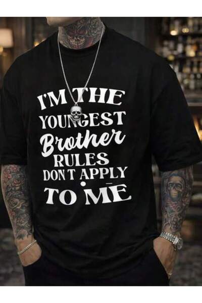 Astogria13 Men'S I'M THE YOUNGEST Brother RULES DONT APPL T-Shirt,Men Vacatio...