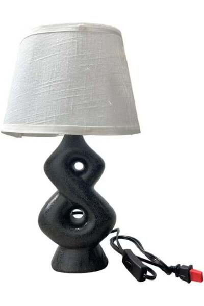 HXD Zoomlion Modern Ceramic Table Lamp with White Fabric Shade, 40 cm | 8-Sha...