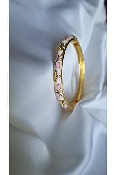 asd accessory Pink-White Colored Trendy Mineral Clamp Bracelet/ Diameter 6cm