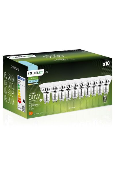 Lumiled 10x Bec LED GU10 Spot PAR16 6W = 50W 580lm 6500K Rece 120 °