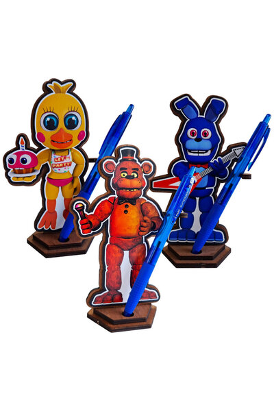 OEM Set 3 Figurine Fnaf Freddy Chica Bonnie Five Night’s, lemn