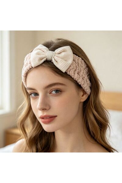 idei Bentită cosmetică cu fundiță dungată, bentită elastică 17,5×9 cm pentru ...