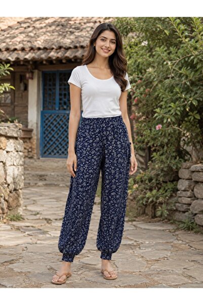 Derya Kurşun Patterned Cuffed Shalwar Trousers 0527-023