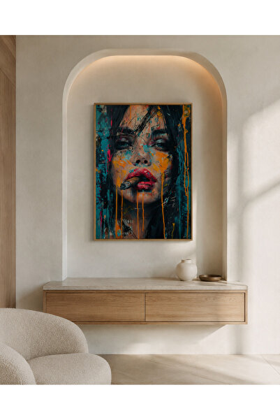 RDEKOR Modern Woman Portrait Wall Painting with Wooden Frame - R0021