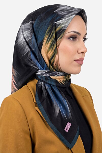 hadiora Women's Petrol Black Brush Pattern Ready-To-Wear Sewn Cotton Muslin H...