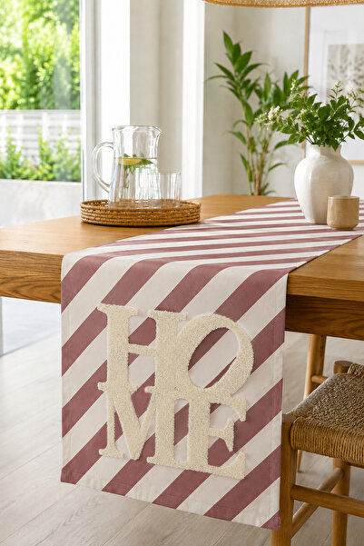 Pilloveland Punch Embroidered Suede Runner 40X140 cm - Mocha Home