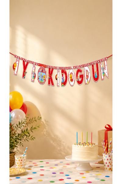 Marka Circus Themed "Happy Birthday" Banner