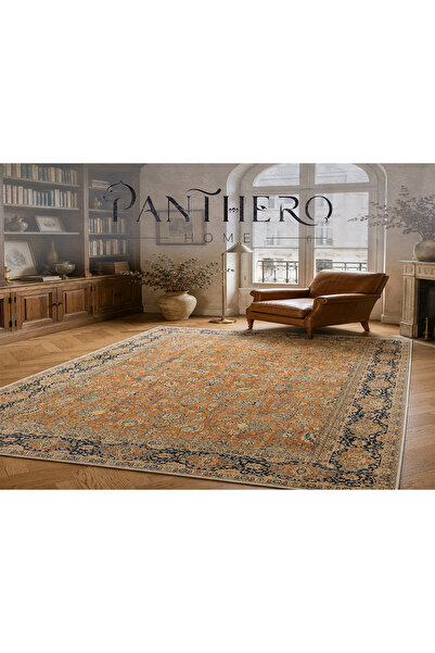 Panthero Home Klasik Çiçek Desenli Kaymaz Taban Süngerli Yıkanabilir Halı