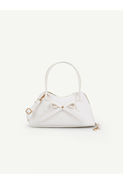 SHAKA White Shk335 Bow Detailed Zippered Long Strap Women's Hand, Arm and Sho...