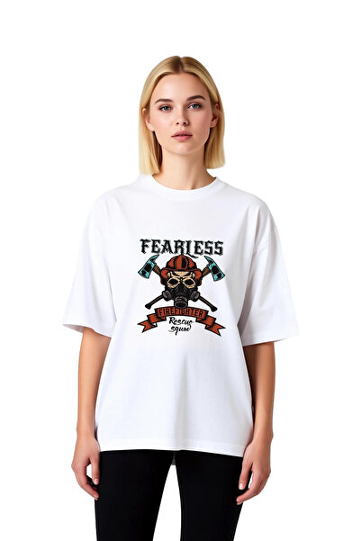 PayBuy Women's Oversize T-Shirt Firefighter Rescue Team Printed Relaxed Fit C...