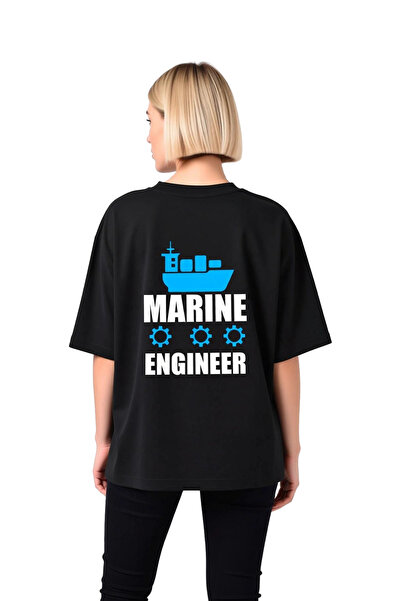 PayBuy Women's Oversize Ship Engineer Printed Short Sleeve T-Shirt 100% Cotto...