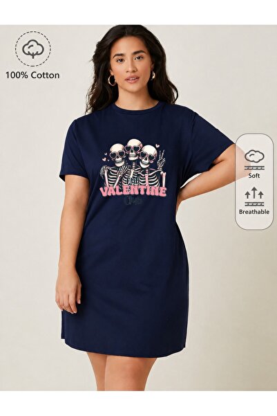 classy moda Tricou oversize extra lung cu imprimeu Hearted Skeleton