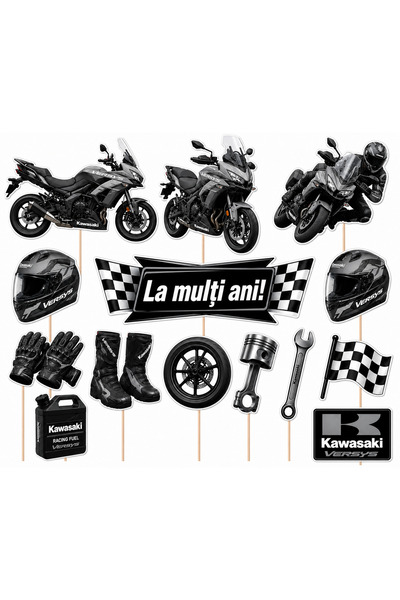 DecoParty Set de decorațiuni pentru tort – Tematică motocicletă Kawasaki Vers...