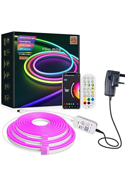 UanTii Tuya Wifi DIY Neon Light Strip Smart RGB LED 7Colors Lighting Strip Wa...