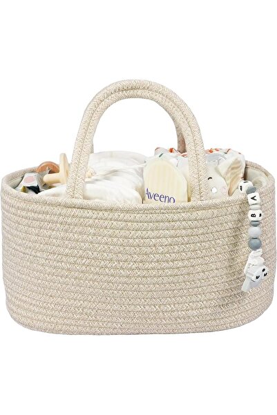 XUANGUO Diaper Caddy Organizer for Baby Cotton Rope Nursery Storage Bin Baske...
