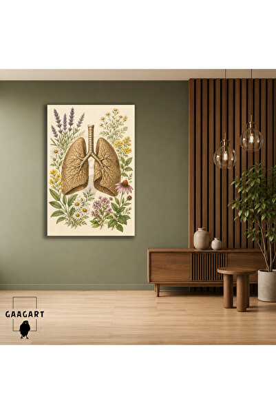GAAGART Tekli Dikey Kanvas Tablo Lavanta Papatya Arasında Akciğer Anatomisi V...
