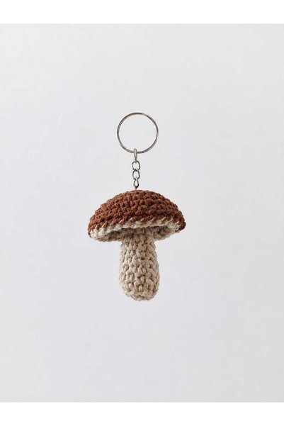 OEM Breloc ciuperca, crosetat, handmade - maro
