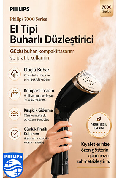 Philips El Tipi Buharlı Ütü, Sıfır Yanık Riski,%99 Koku Giderme, Güçlü Buhar,...