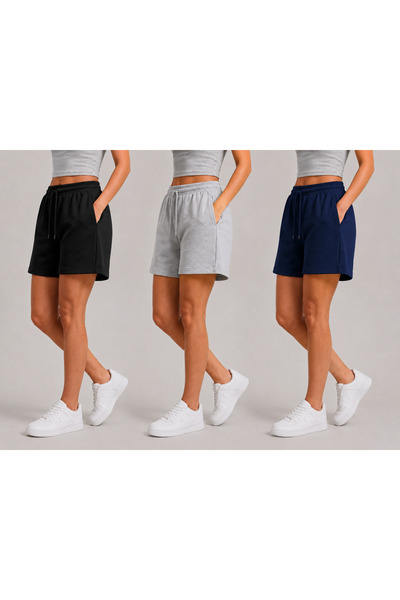 JULİA MODA 3'Lü Gün Boyu Konfor Sunan Trend Kadın Şort Premium Pamuklu Şort M...