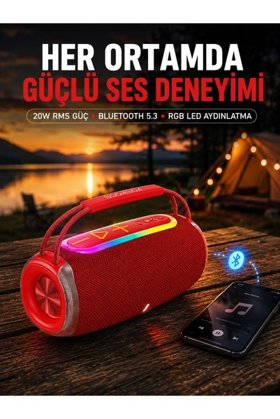 Najmaddin Kargo Suya Dayanıklı 20w Rgb Hoparlör Bluetooth, Usb, Sd Kart Ve Aux Girişli
