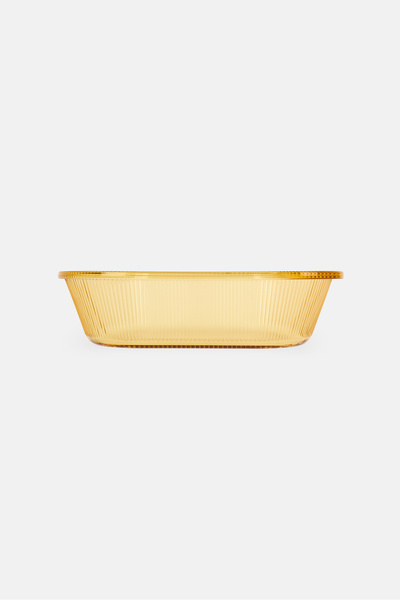 Sharp Chef Square Ribbed Glass Bakeware, Light Brown