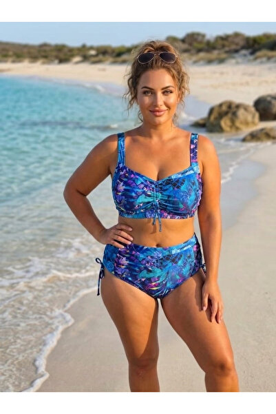 embody Costum de baie din două piese, mărimi mari, cu imprimeu floral albastr...