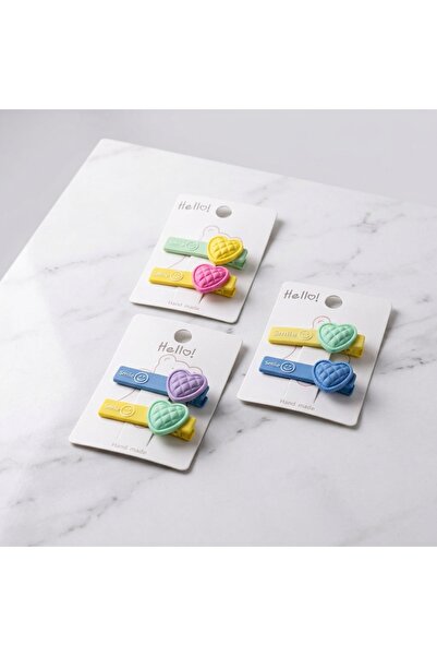 Kidyco.Store Colorful Heart-Shaped Snap Clip Set (2 Pieces) – Children's Hair...