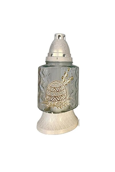 LCA Set 2 x Candela din Sticla cu Decoratiuni de Pasti, Iepure, Pui si Miel