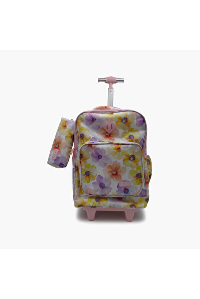 Roco Floral 2-Piece School Trolley Bag Set for Girls 5-8 Yrs with Pencil Case...